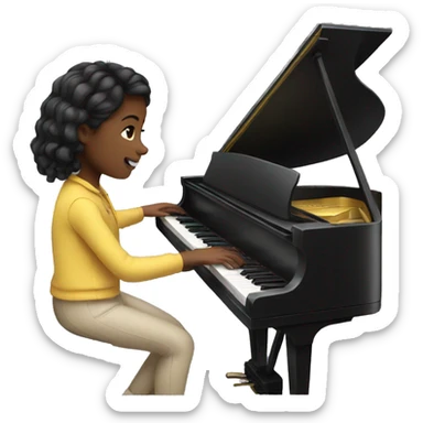 Girl playing piano sticker