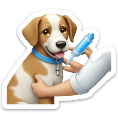 Dog receiving vaccine sticker