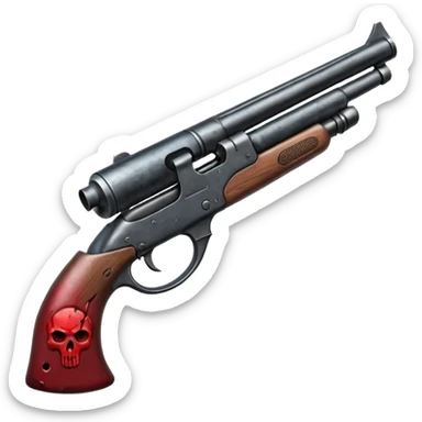 A shotgun pointed upward, in the style of your bleeding skull art. Dark gritty and menacing art style. Pointing up sticker