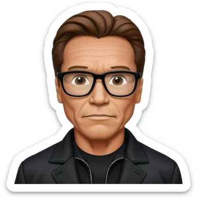 terminator shwartzneger only top in black galssess and his black jacket sticker