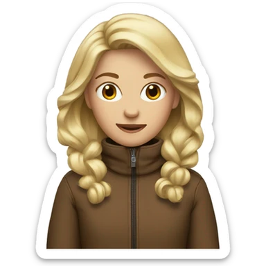 Blonde girl wearing brown ski suit sticker