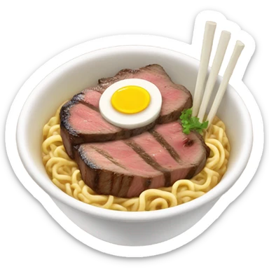 Ramen noodles with steak sticker