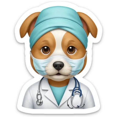doctor dog Wearing Medical Mask sticker