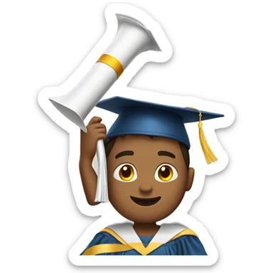 boy wearing a graduation cap and holding a diploma in his hand sticker