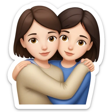 1 brunette girl and 1 light brunette girl hugging eachother sticker