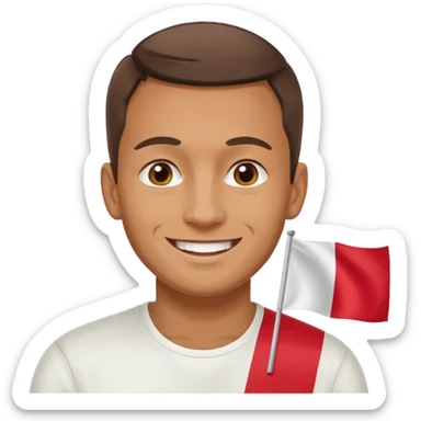 realistick polish man with poland flag sticker