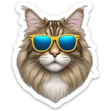 maine coon with sunglasses sticker