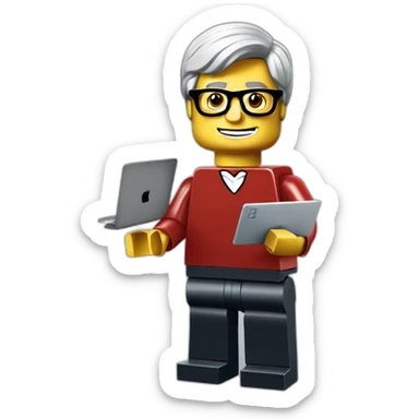 lego Tim cook with a MacBook in his hand sticker