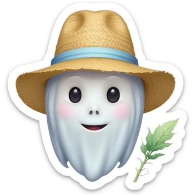 cute ghost farmer portrait, head and shoulders only, straw hat, round friendly face, soft pastel glow, harmless spirit vibe, 3D cartoon, mobile game icon style, clean background, no text, no watermark
 
 sticker