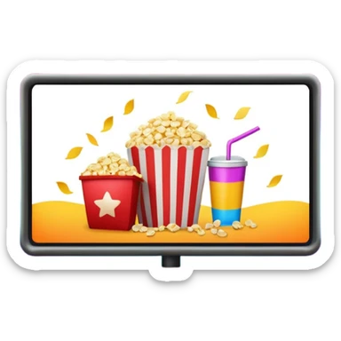 big screen with a movie sticker