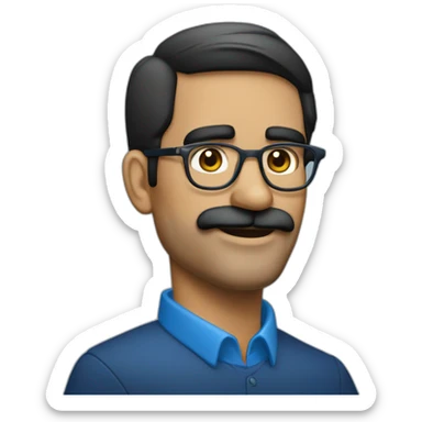 Hombre maduro, rubio canoso  con lentes azules redondos, con barba sticker