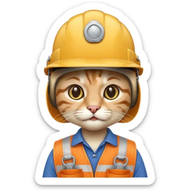 cat, handyman Outfit, wearing a Helmet sticker