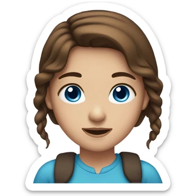 A girl with brown hair and blue eyes sticker
