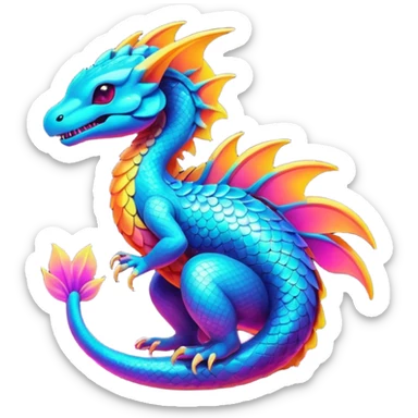 Exotic futuristic lush warm-colored neon Fakémon-creature sticker