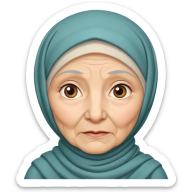 old woman with hijab neutral face white sticker