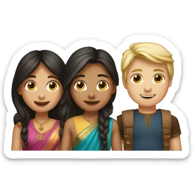 1 indian girl, 1 blond boy, 1 brunette boy sticker
