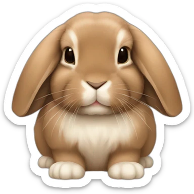brown holland lop bunny (portrait, facing forward, iOS 17 style, happy) sticker