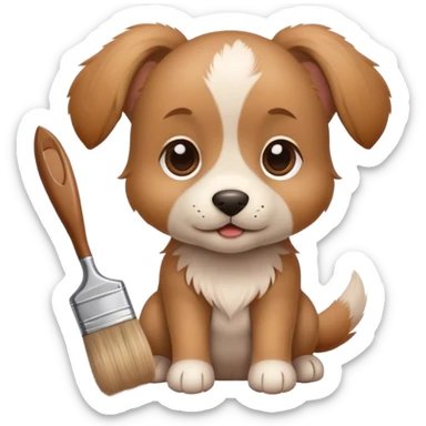 Light brown puppy with paint brush  sticker