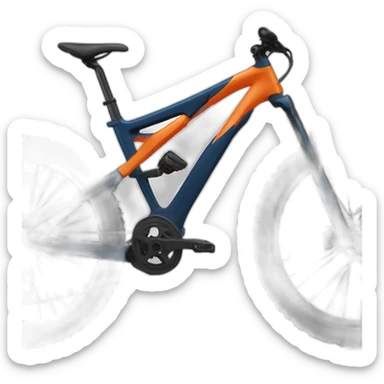 mountain bike in dark blue and orange colors sticker