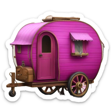 Realistic magenta vintage round gypsy caravan wagon camper sticker