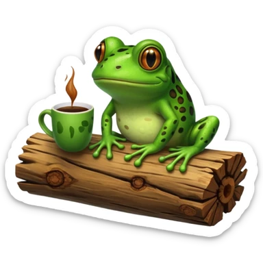 Frog on a log with coffee sticker