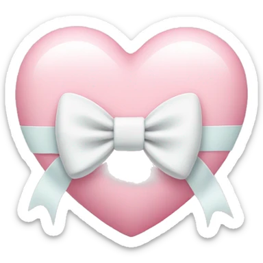 Pastel pink heart with white bow sticker