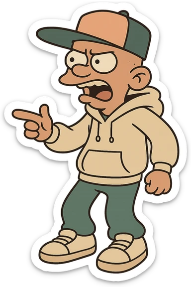 hip hop cap, flat-brimmed, streetwear style sticker