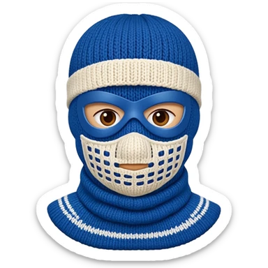 ski mask blue and white on half sides sticker