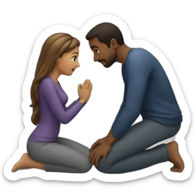 Woman on knees facing man sticker