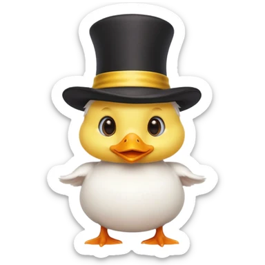 white baby duck with magician hat
 sticker