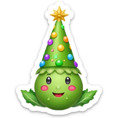 green vegetable with a top party hat sticker
