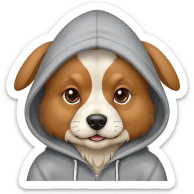 A dog with a hoodie sticker