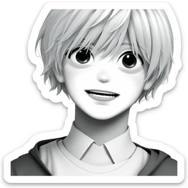 smiling boy in monochrome portrait sticker