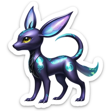 Shiny Ethereal Celestial Futuristic Modern Cyber-Salandit-Umbreon-Espeon-Hybrid (Full body) sticker