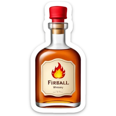 Small tiny bottle of whiskey called fireball with a red cap cute  sticker