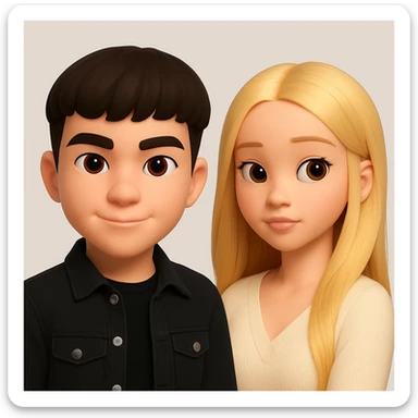 Place these two 3d-emoji style characters side by side on one image, as two separate emojis, no interaction, neutral background sticker