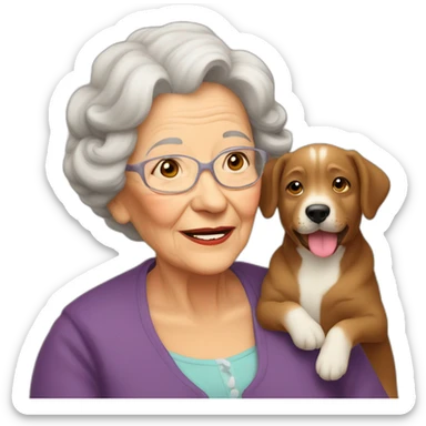 Grand mère avec chien sticker