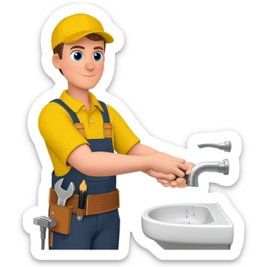 Plumber working in bathrrom sticker