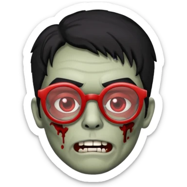 zombie black hair with big red glasses sticker
