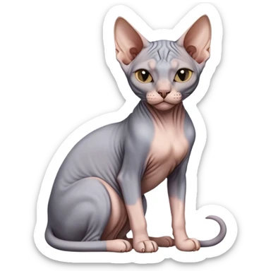 sphynx cat full body sitting with one eye closed sticker