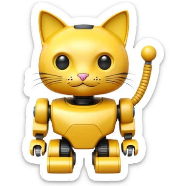 Cat-shaped yellow,Toy Robot. sticker