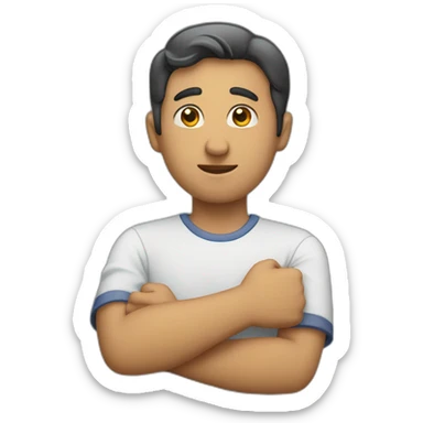 greeting man with put his hand on his chest sticker