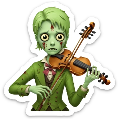 Zombie violinist – crooked bow, screechy notes, hunched over violin. sticker