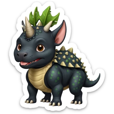 Black pibull dressed as a triceratops black sticker