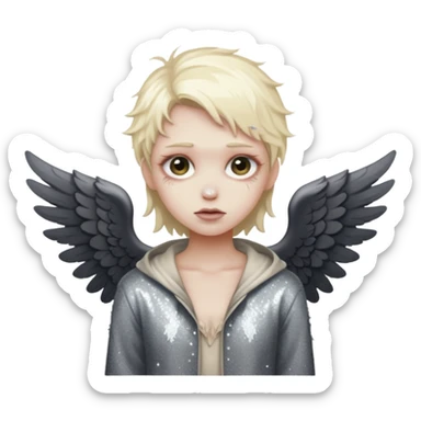 Glitter fallen angel sticker