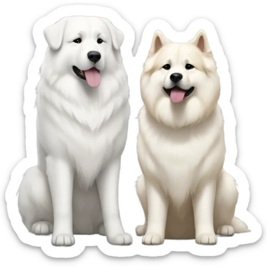 Great Pyrenees and big Akita standing next to each other sticker