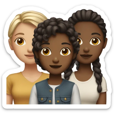 3 besties with light brown skin and dark hair sticker