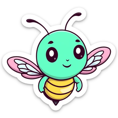 Glamorous mint green female bee with diamond-studded wings, rhinestone decorations, and glittery body sticker