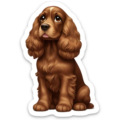 brown angel wing cocker spaniel. Dog sits show the whole body. sticker