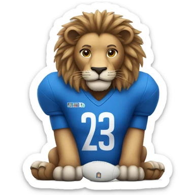 A lion wearing a blue football jersey  sticker